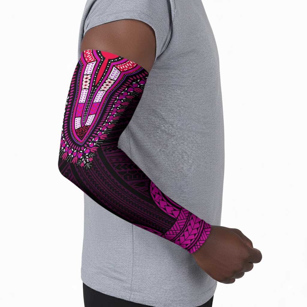 African Dashiki and Polynesian Pattern Arm Sleeves Pink