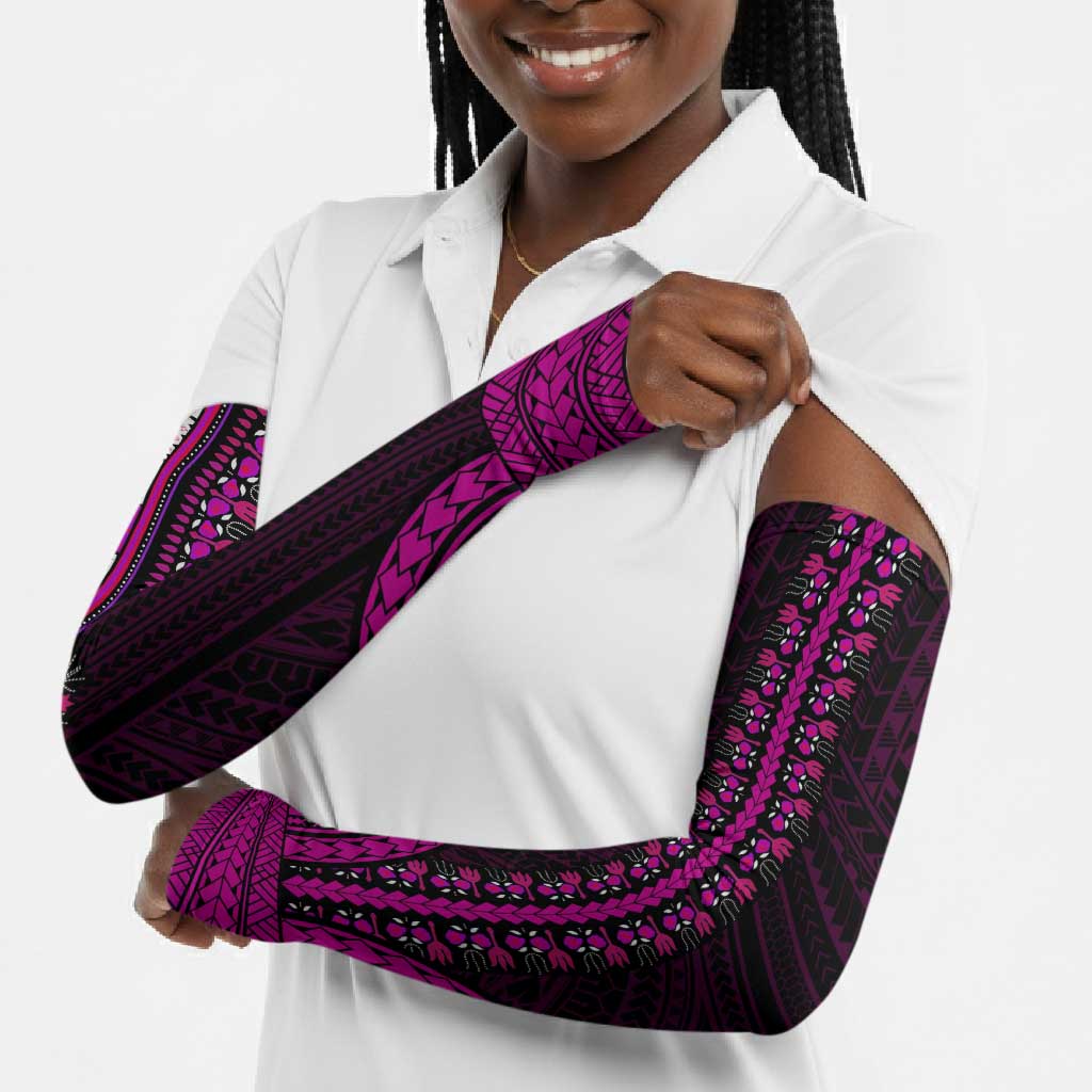 African Dashiki and Polynesian Pattern Arm Sleeves Pink