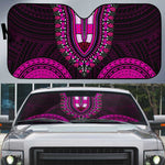 African Dashiki and Polynesian Pattern Auto Sun Shade Pink