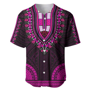 African Dashiki and Polynesian Pattern Baseball Jersey Pink