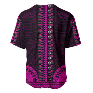 African Dashiki and Polynesian Pattern Baseball Jersey Pink