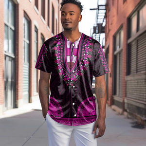 African Dashiki and Polynesian Pattern Baseball Jersey Pink