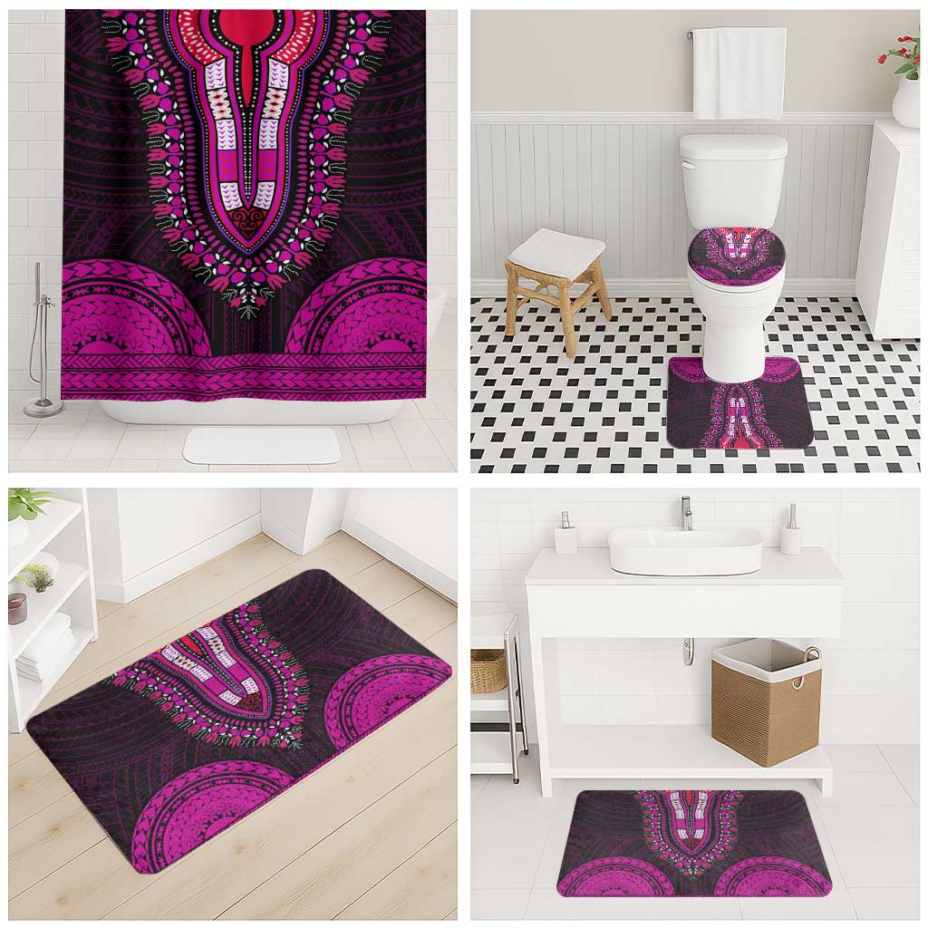 African Dashiki and Polynesian Pattern Bathroom Set Pink
