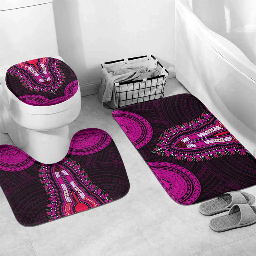 African Dashiki and Polynesian Pattern Bathroom Set Pink