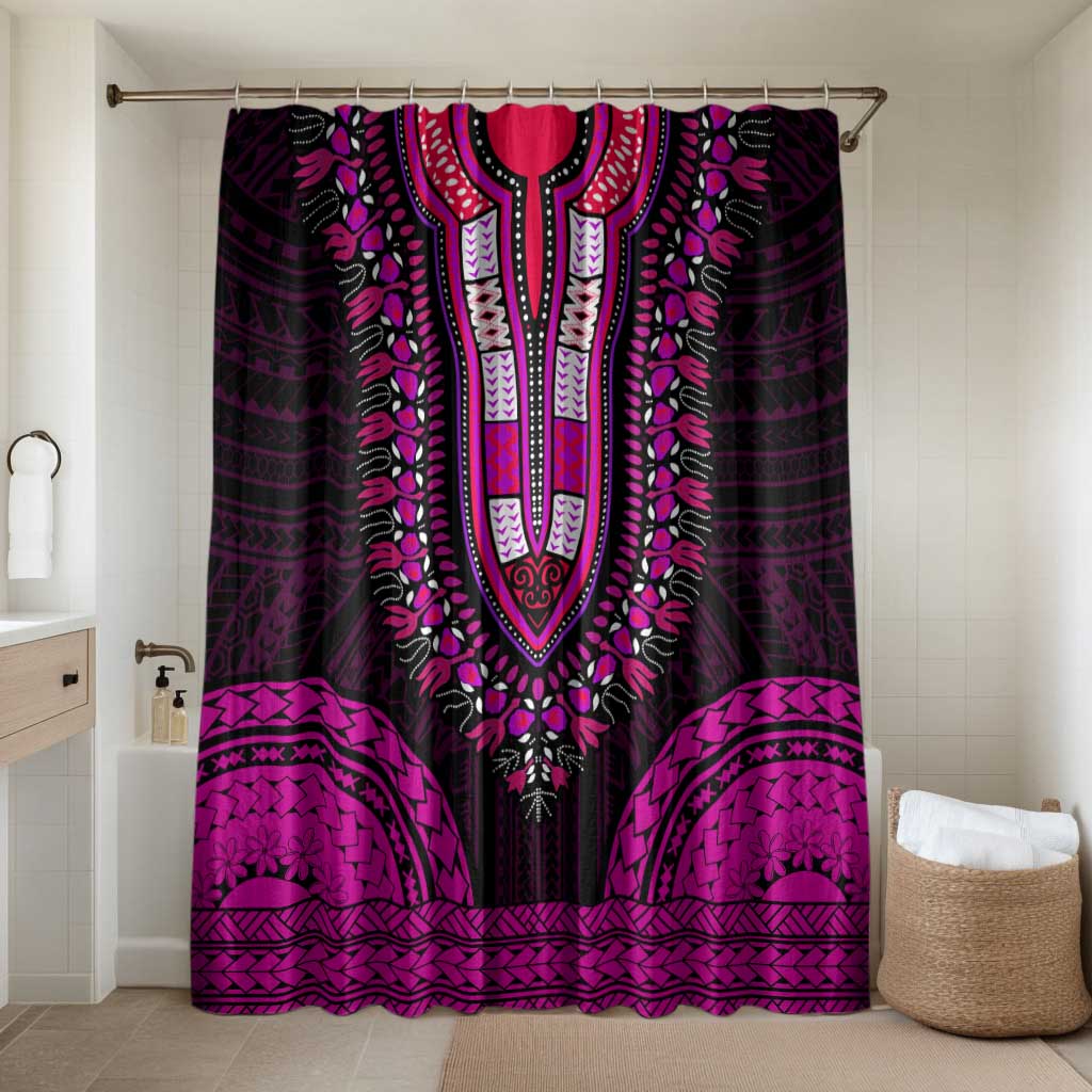 African Dashiki and Polynesian Pattern Bathroom Set Pink