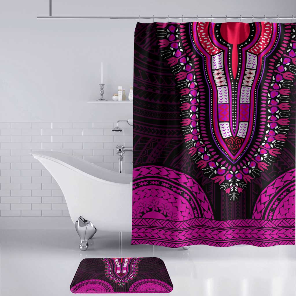 African Dashiki and Polynesian Pattern Bathroom Set Pink