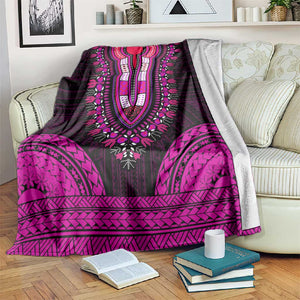 African Dashiki and Polynesian Pattern Blanket Pink