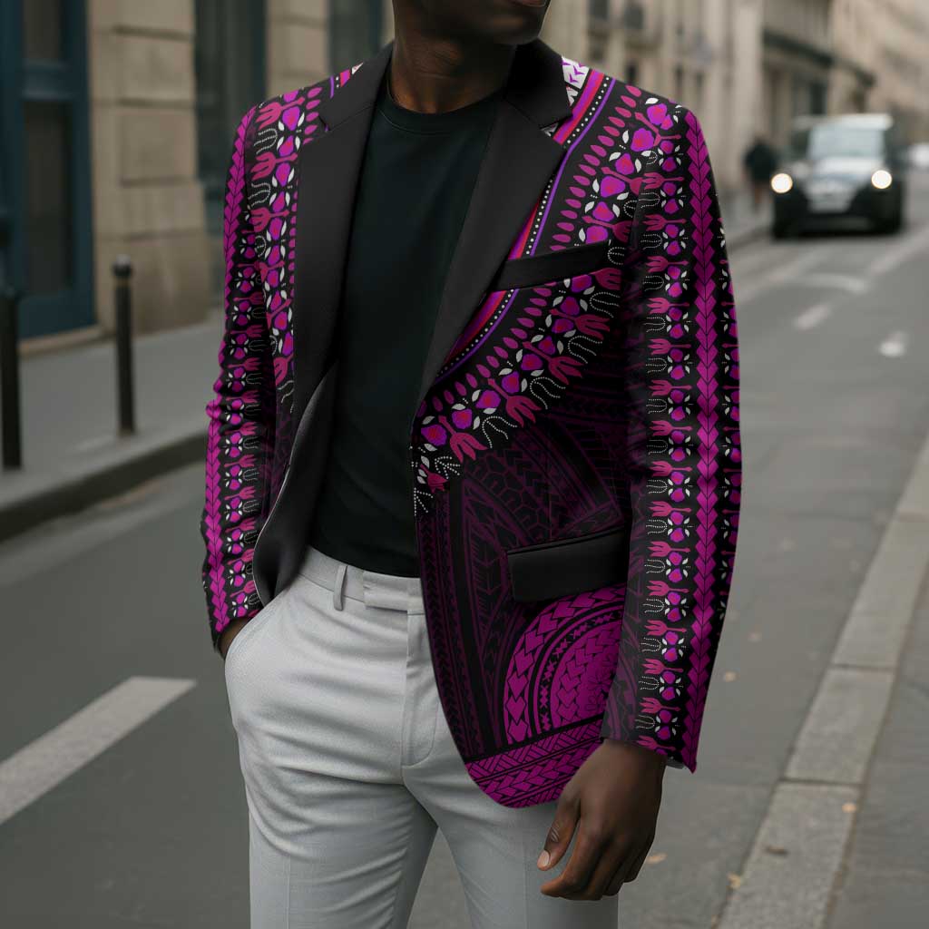 African Dashiki and Polynesian Pattern Blazer Pink