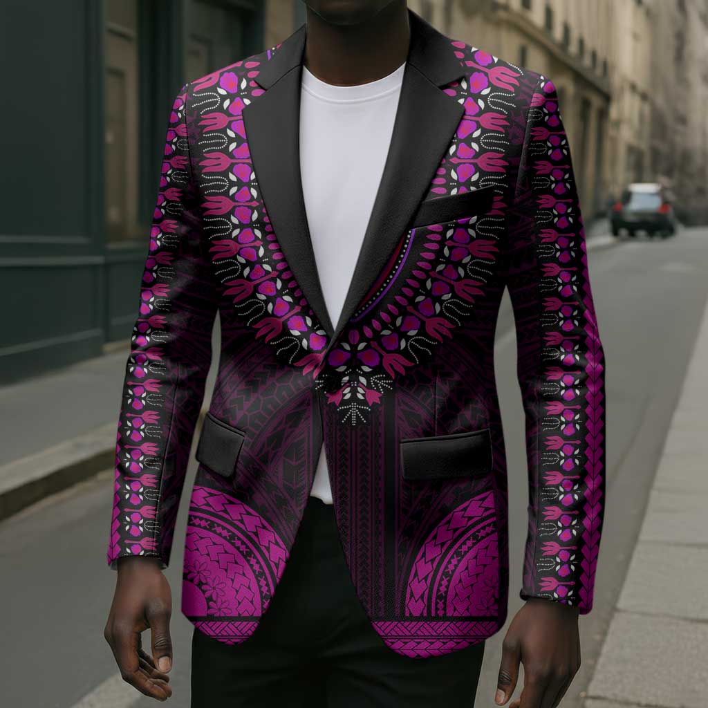 African Dashiki and Polynesian Pattern Blazer Pink