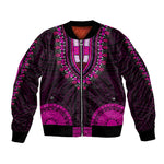 African Dashiki and Polynesian Pattern Bomber Jacket Pink