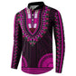 African Dashiki and Polynesian Pattern Button Sweatshirt Pink