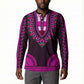 African Dashiki and Polynesian Pattern Button Sweatshirt Pink