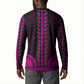 African Dashiki and Polynesian Pattern Button Sweatshirt Pink