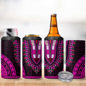 African Dashiki and Polynesian Pattern 4 in 1 Can Cooler Tumbler Pink