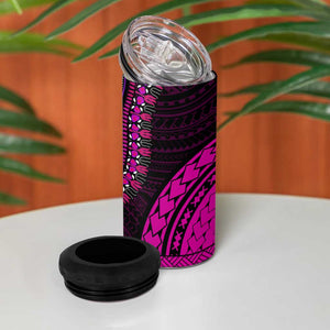 African Dashiki and Polynesian Pattern 4 in 1 Can Cooler Tumbler Pink