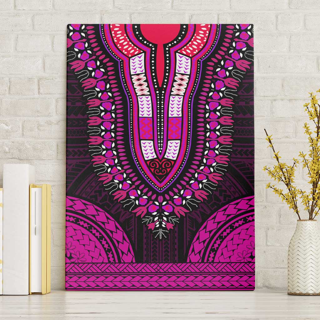 African Dashiki and Polynesian Pattern Canvas Wall Art Pink