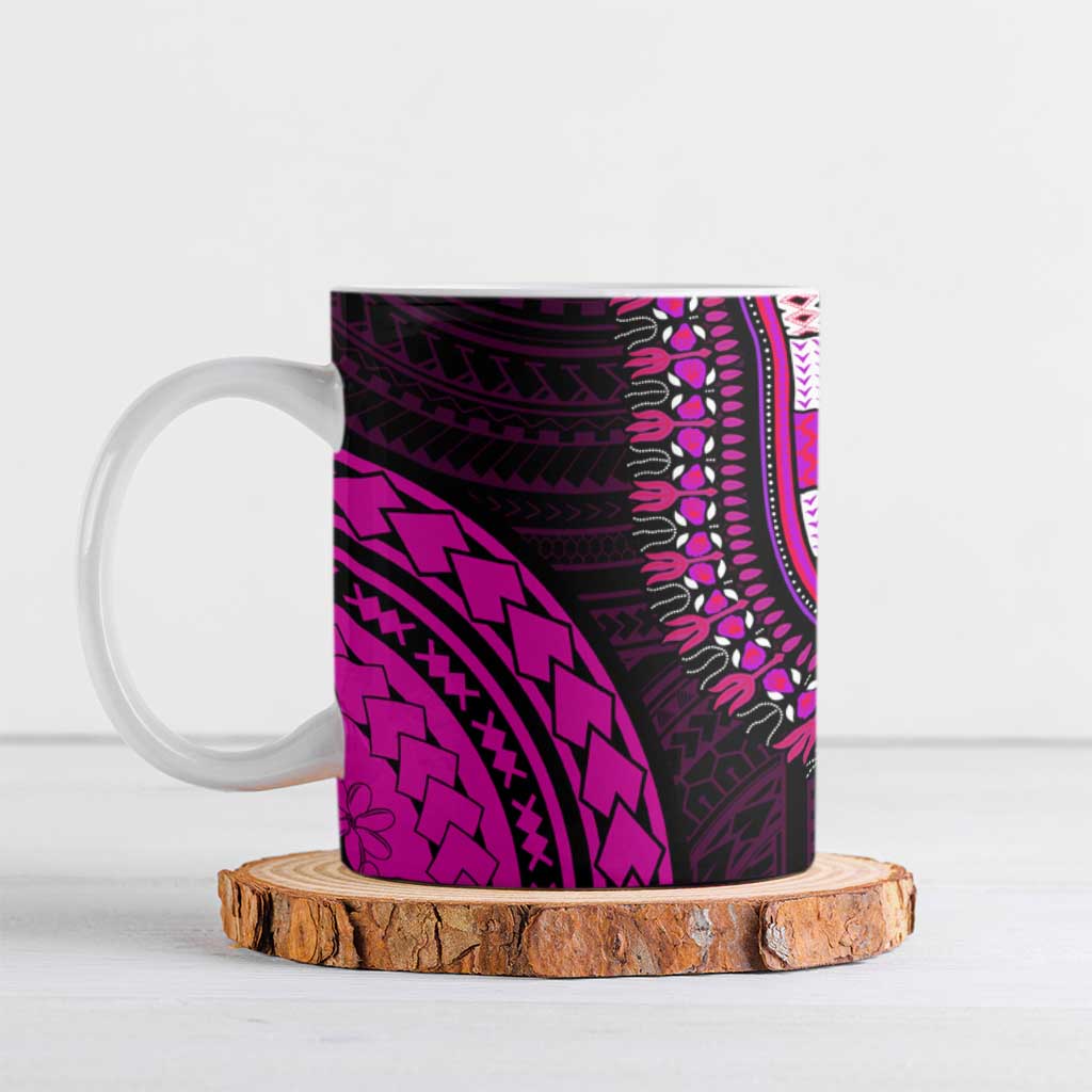 African Dashiki and Polynesian Pattern Ceramic Mug Pink