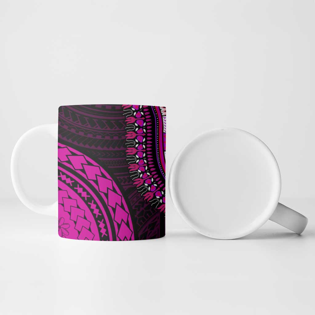 African Dashiki and Polynesian Pattern Ceramic Mug Pink