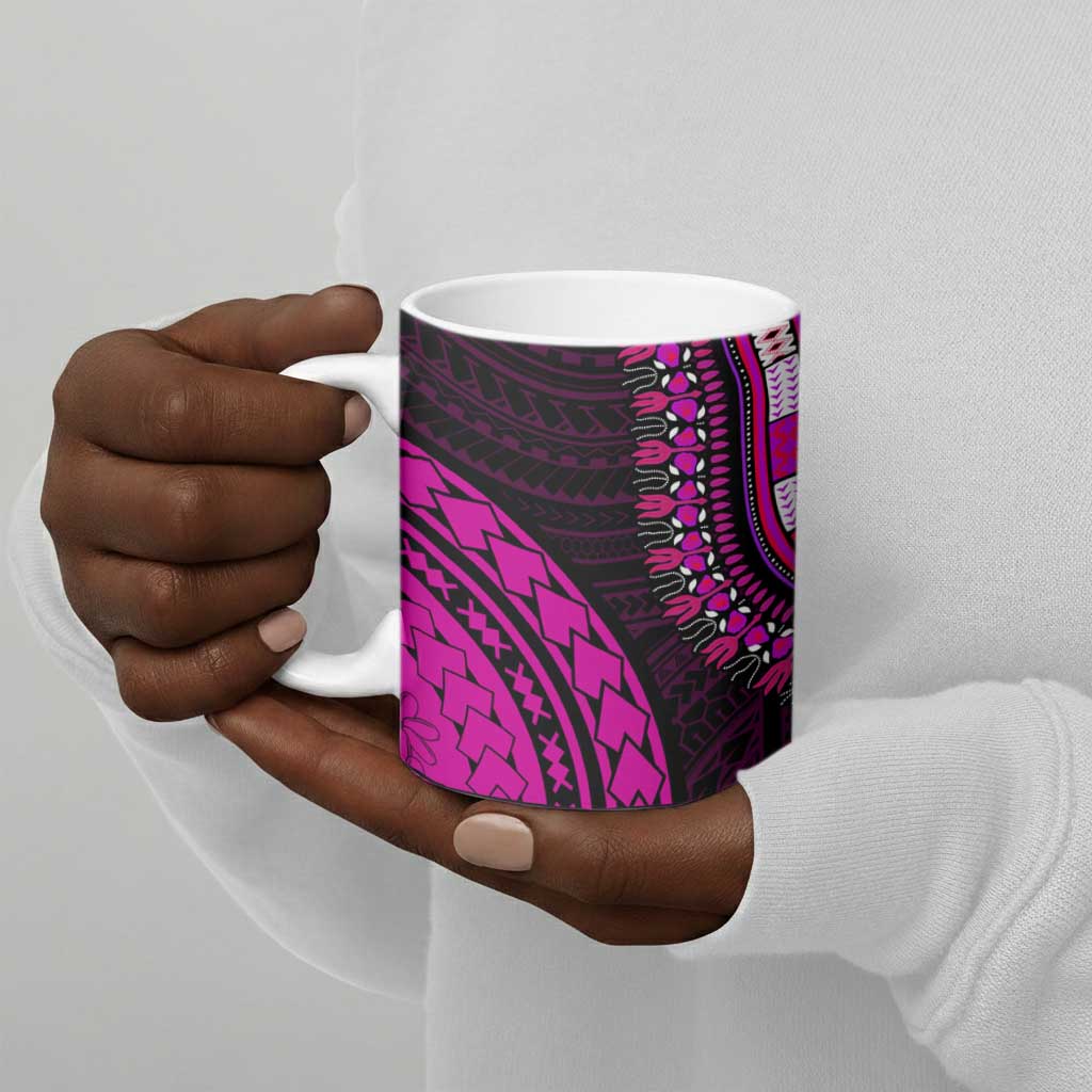 African Dashiki and Polynesian Pattern Ceramic Mug Pink