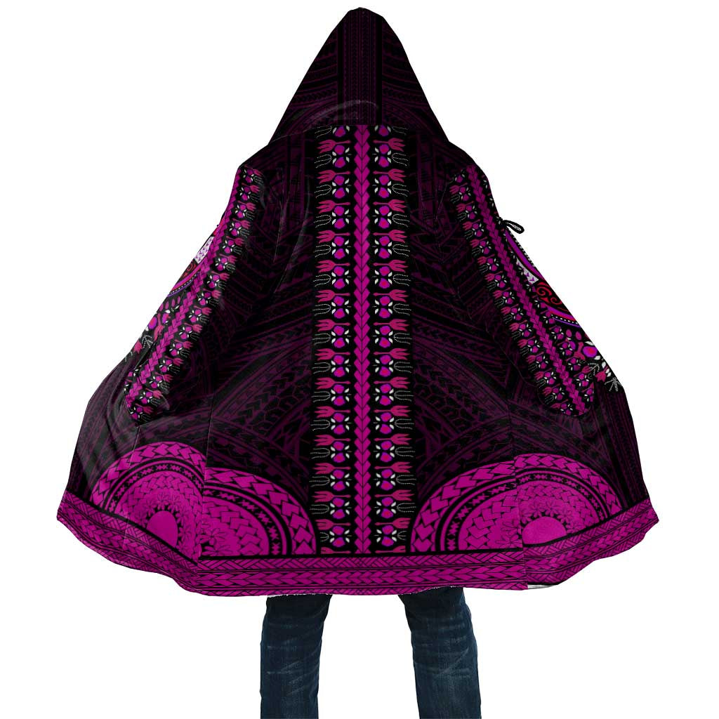 African Dashiki and Polynesian Pattern Cloak Pink