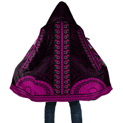 African Dashiki and Polynesian Pattern Cloak Pink