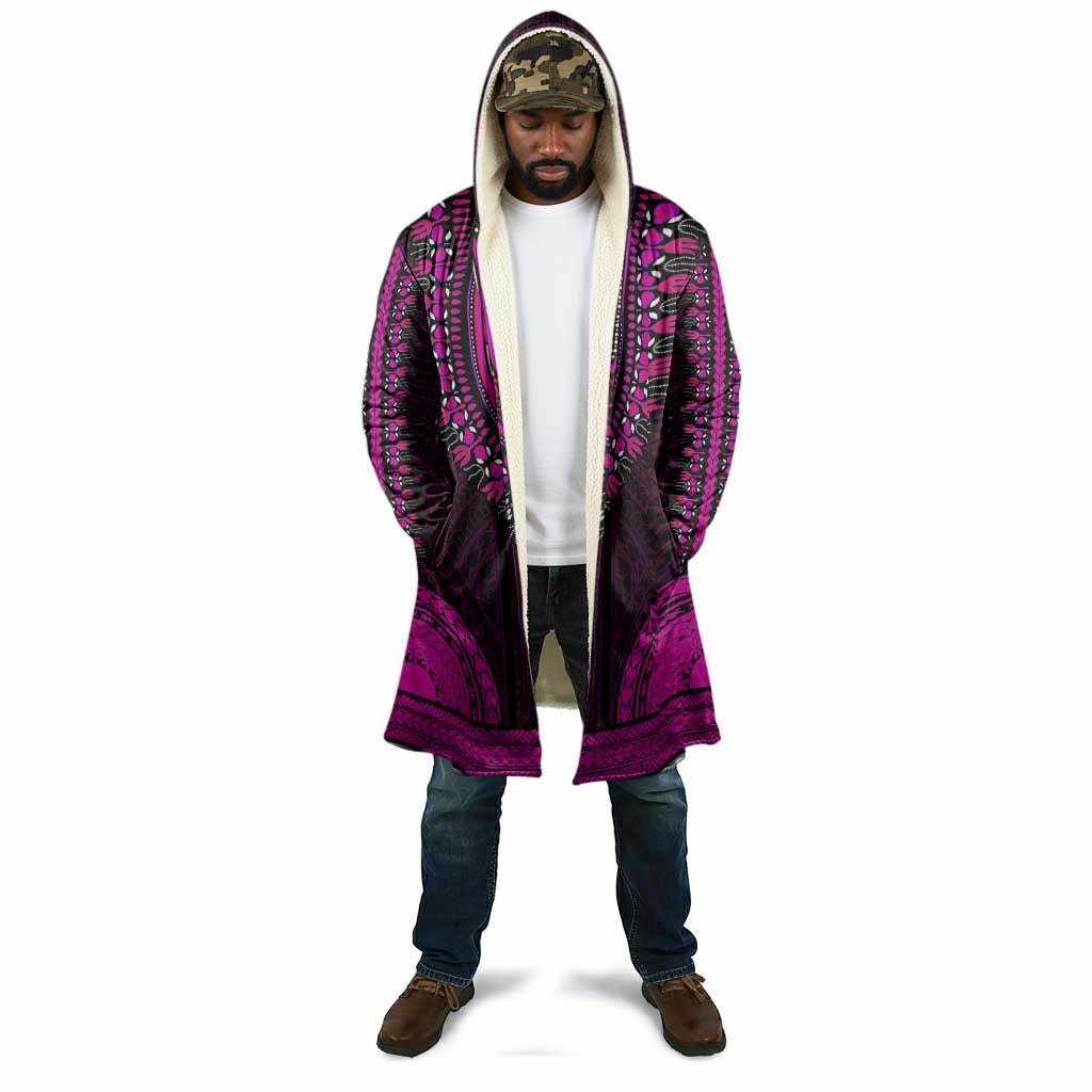 African Dashiki and Polynesian Pattern Cloak Pink