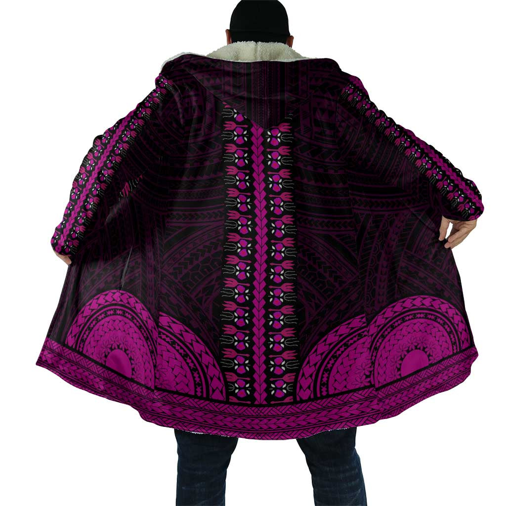 African Dashiki and Polynesian Pattern Cloak Pink