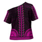 African Dashiki and Polynesian Pattern Cross Shoulder Shirt Pink