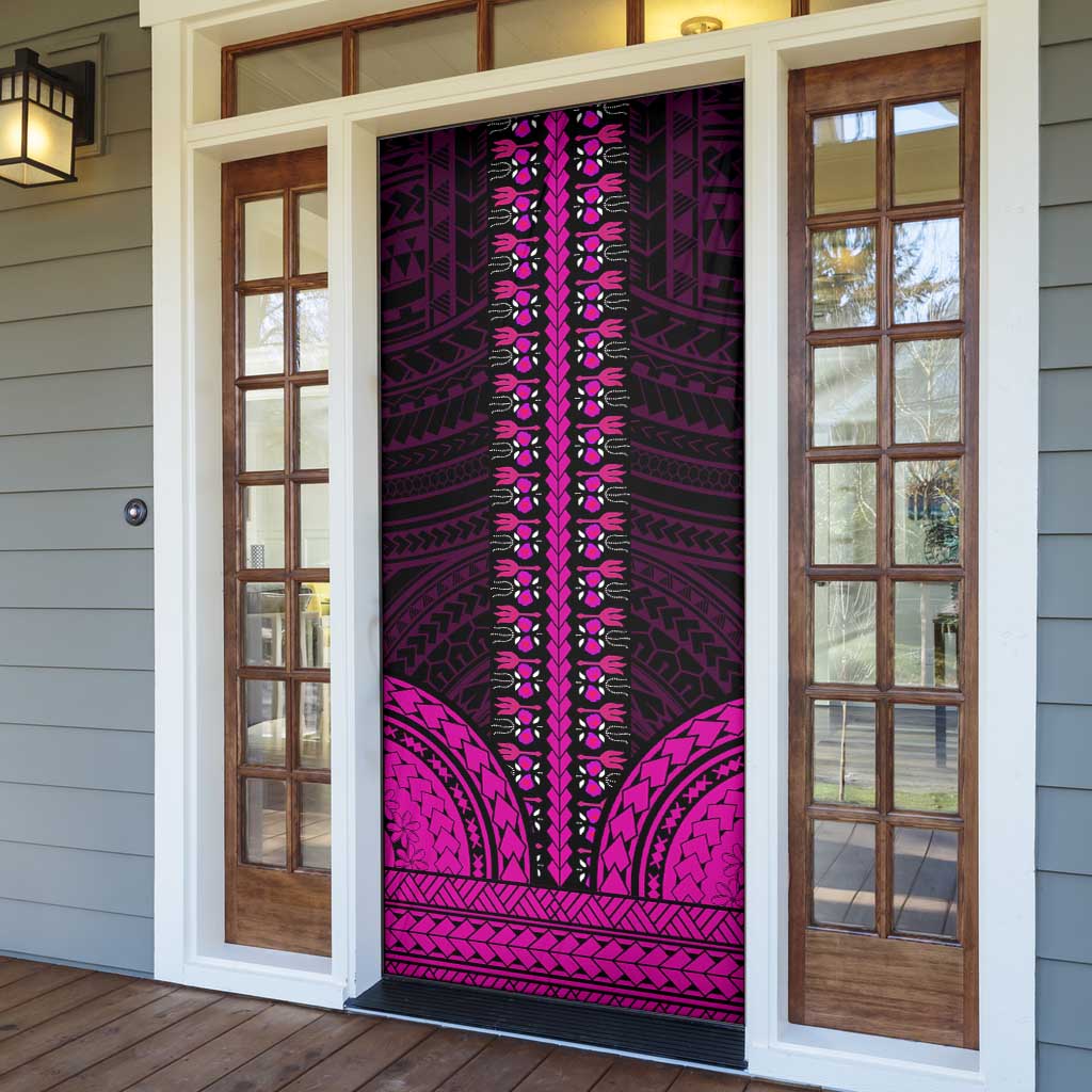 African Dashiki and Polynesian Pattern Door Cover Pink