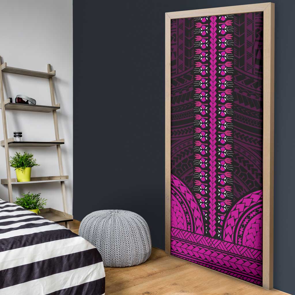 African Dashiki and Polynesian Pattern Door Cover Pink