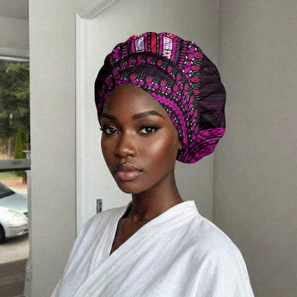 African Dashiki and Polynesian Pattern Easy Headwrap Pink