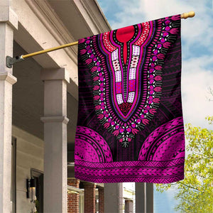 African Dashiki and Polynesian Pattern Garden Flag Pink