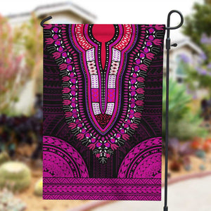 African Dashiki and Polynesian Pattern Garden Flag Pink