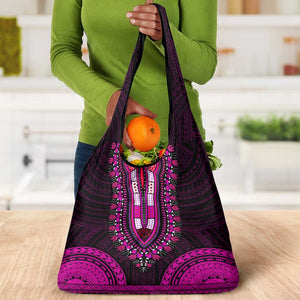 African Dashiki and Polynesian Pattern Grocery Bag Pink