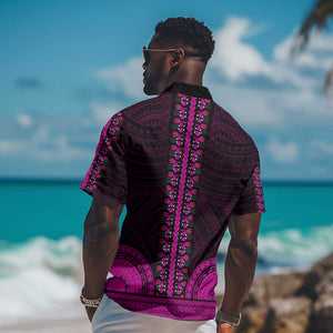 African Dashiki and Polynesian Pattern Hawaiian Shirt Pink