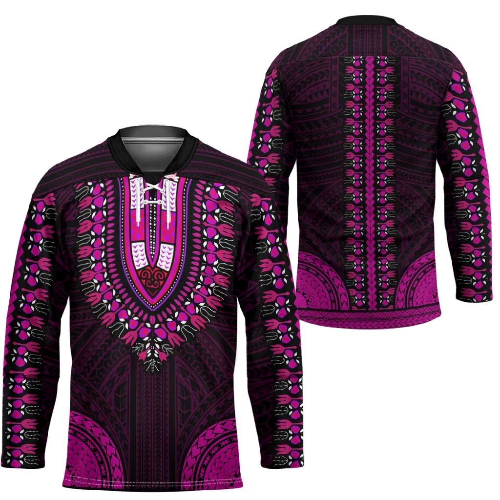 African Dashiki and Polynesian Pattern Hockey Jersey Pink