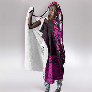 African Dashiki and Polynesian Pattern Hooded Blanket Pink