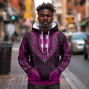 African Dashiki and Polynesian Pattern Hoodie Pink