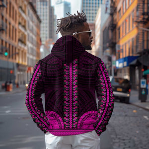 African Dashiki and Polynesian Pattern Hoodie Pink