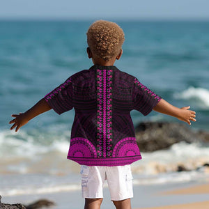 African Dashiki and Polynesian Pattern Kid Hawaiian Shirt Pink