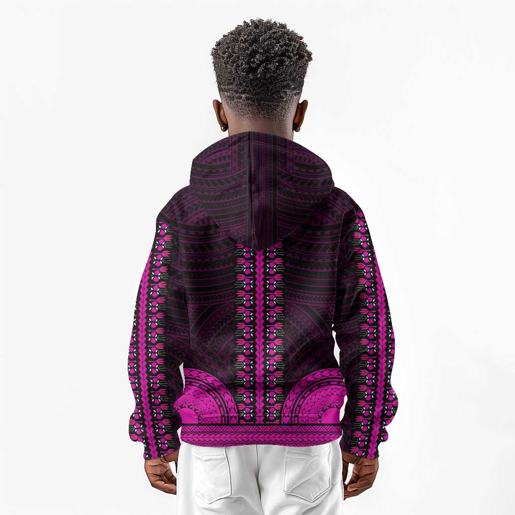 African Dashiki and Polynesian Pattern Kid Hoodie Pink