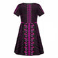 African Dashiki and Polynesian Pattern Kid Short Sleeve Dress Pink
