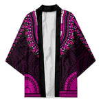 African Dashiki and Polynesian Pattern Kimono Pink