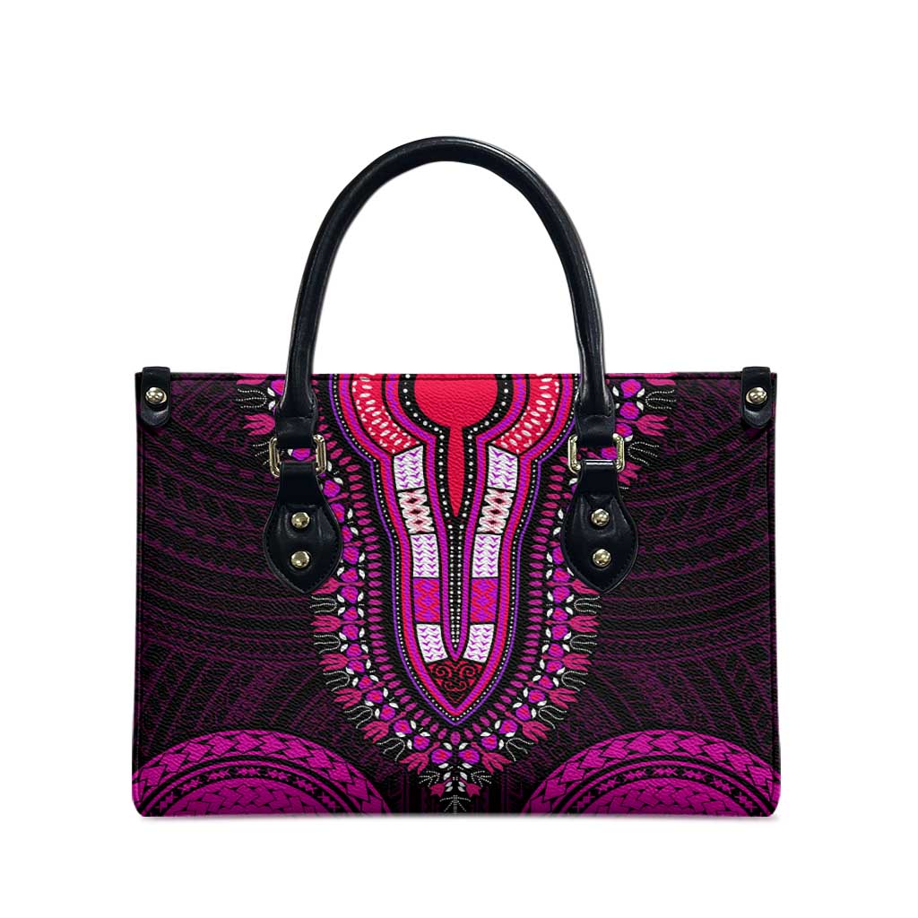 African Dashiki and Polynesian Pattern Leather Bag Pink