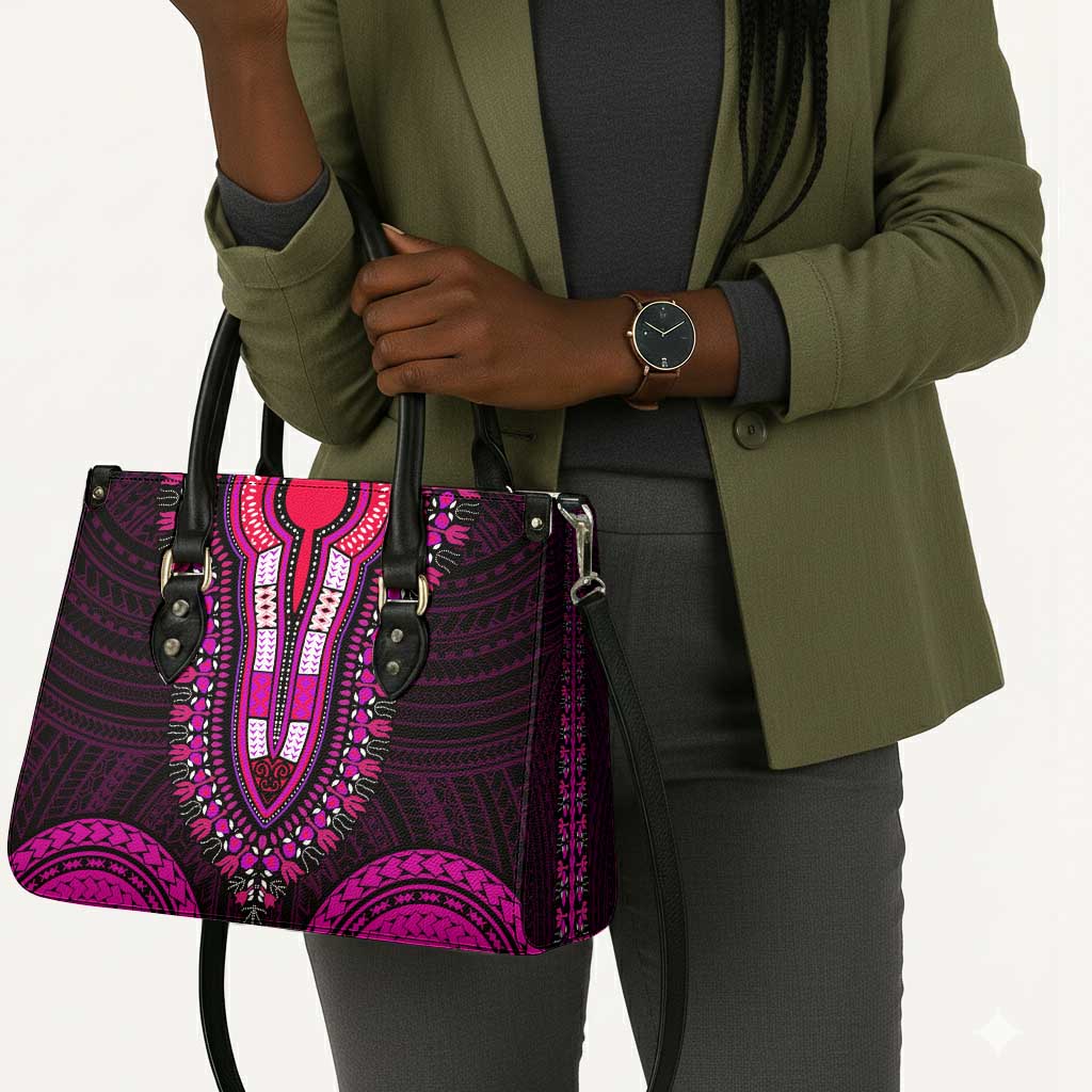 African Dashiki and Polynesian Pattern Leather Bag Pink