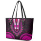 African Dashiki and Polynesian Pattern Leather Tote Bag Pink
