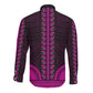African Dashiki and Polynesian Pattern Long Sleeve Button Shirt Pink
