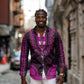 African Dashiki and Polynesian Pattern Long Sleeve Button Shirt Pink