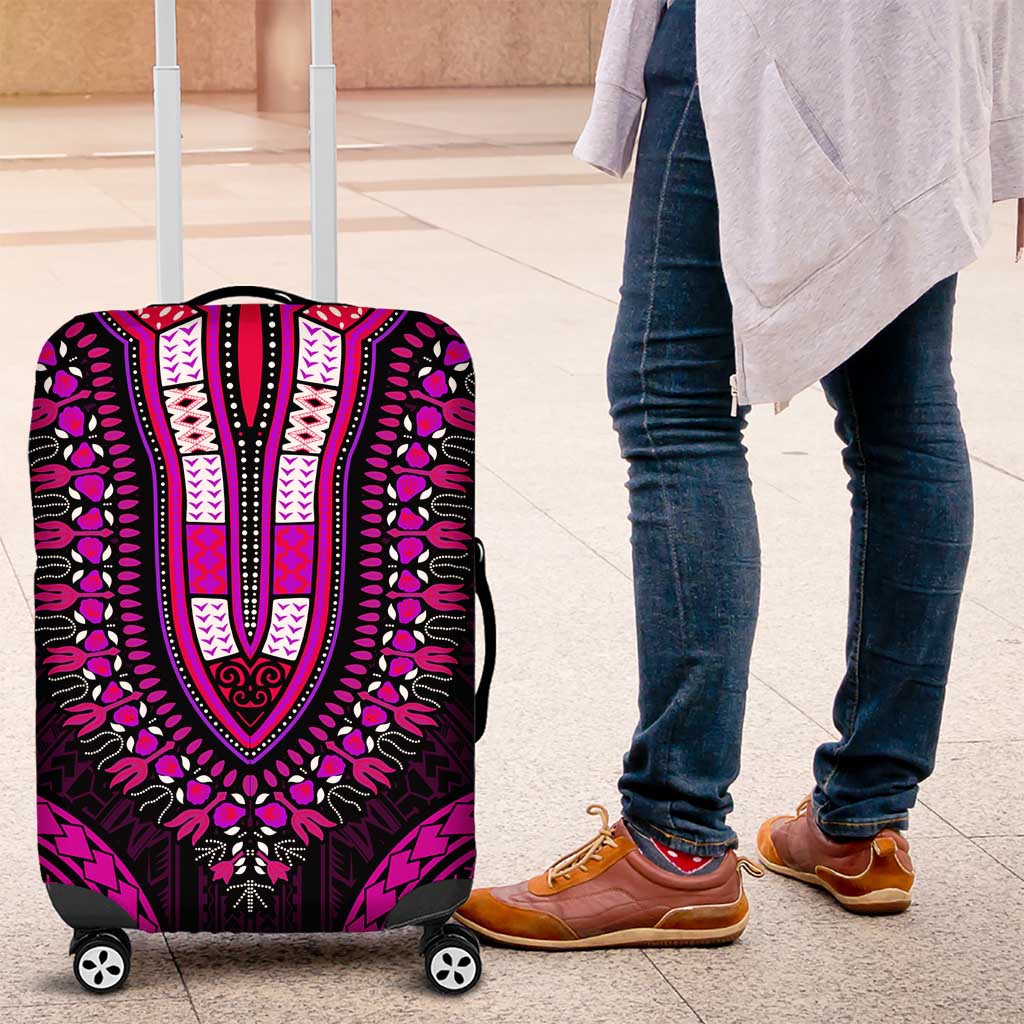 African Dashiki and Polynesian Pattern Luggage Cover Pink