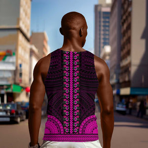 African Dashiki and Polynesian Pattern Men Tank Top Pink